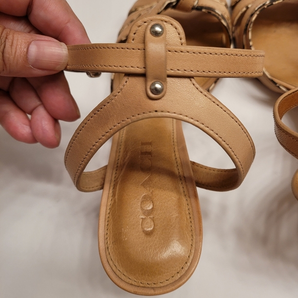 Coach Meg Leather Open Toe Ankle Strap Sandals - Picture 16 of 16